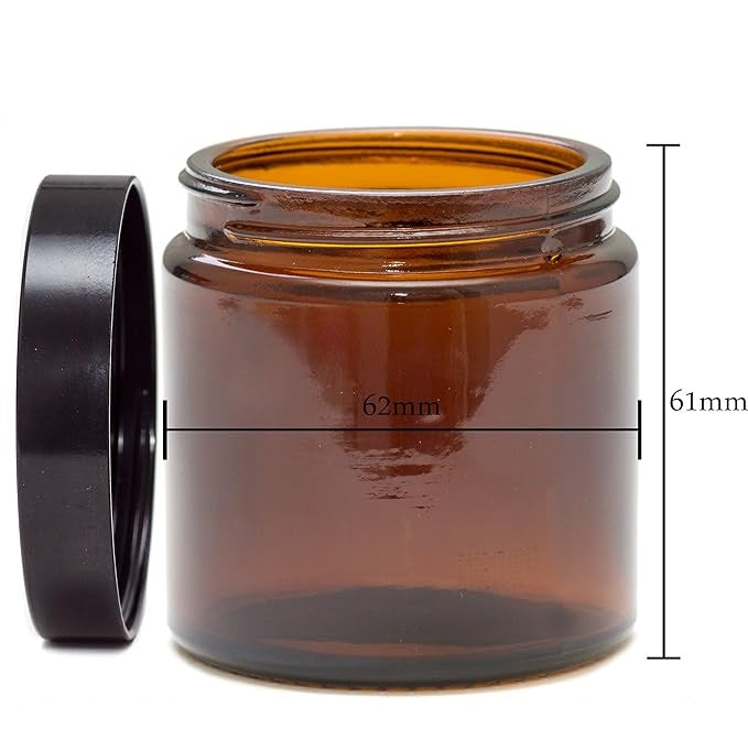 120ml Amber Glass Jars with Black Lids - Pack of 6