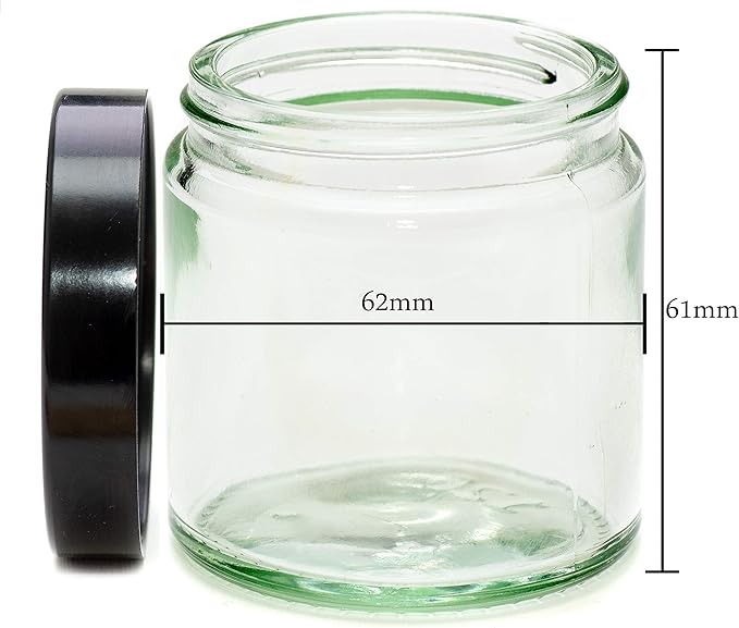 120ml Clear Glass Jars with Black Lids - Pack of 6