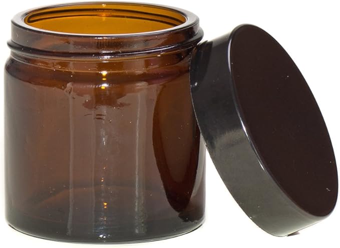 60ml Amber Glass Jars with Black Lids - Pack of 6
