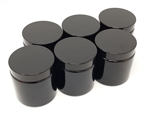 120ml Amber Glass Jars with Black Lids - Pack of 6
