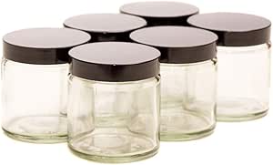 120ml Clear Glass Jars with Black Lids - Pack of 6