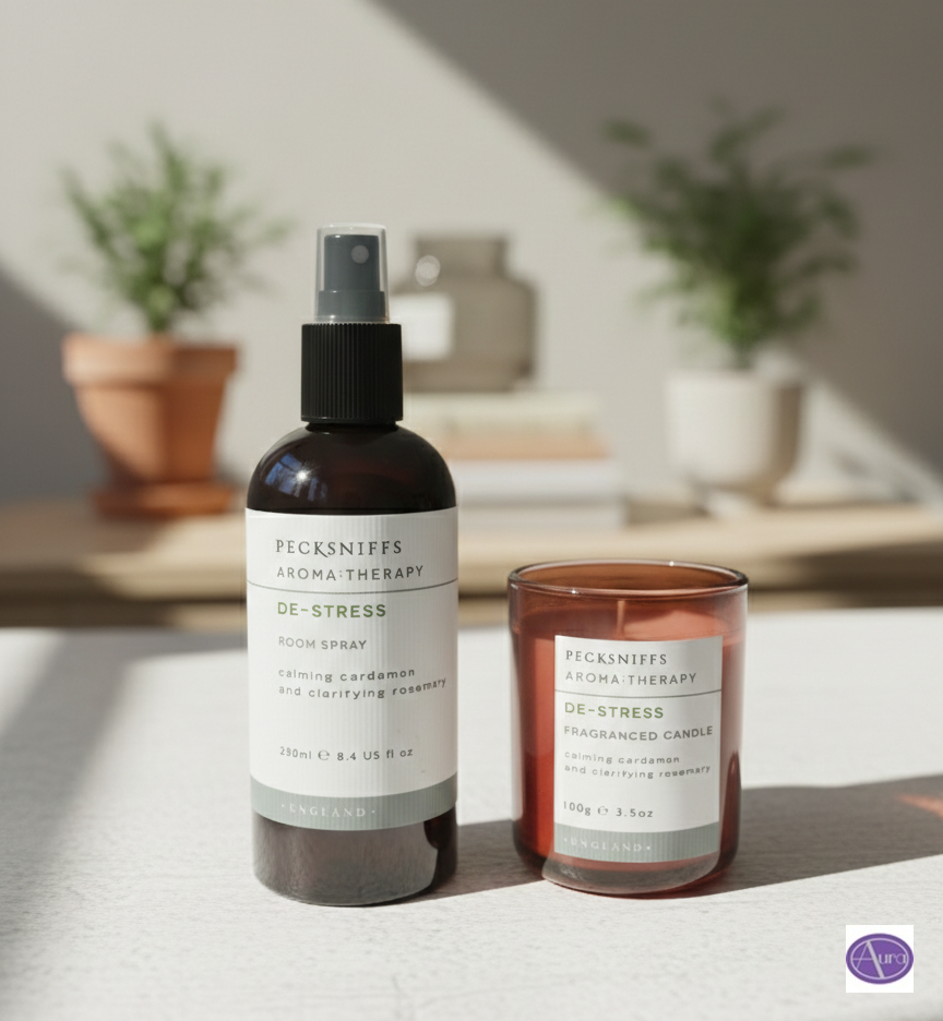 Pecksniff's Aroma Therapy De-Stress Candle & Room Spray